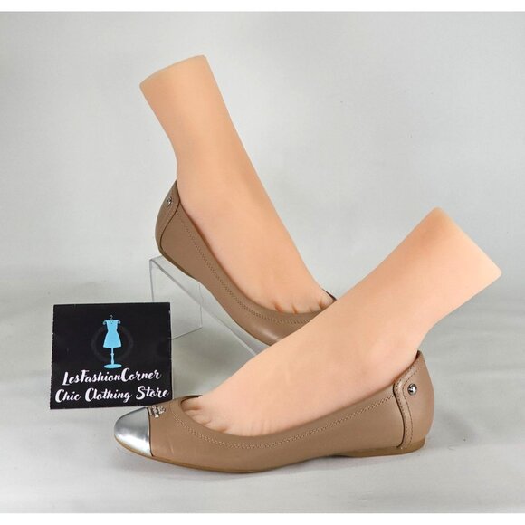 Coach Chelsea Women's Caramel Leather Ballet Flats With Silver Cap Toe Sz 8B 273 - Picture 8 of 16